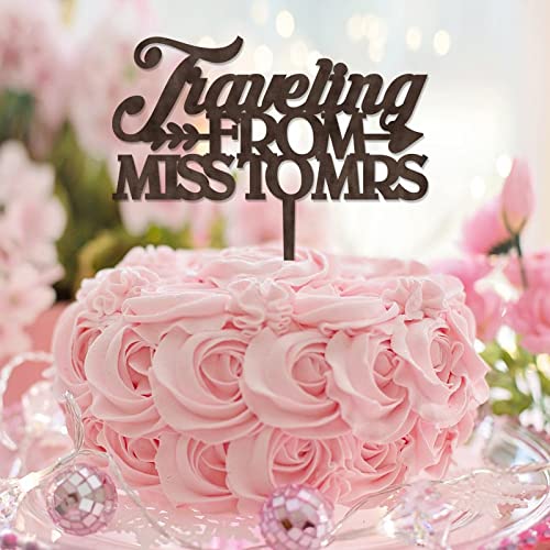 Tortenaufsatz mit Aufschrift "Traveling From Miss To Mrs" aus braunem Holz, rustikaler Hochzeits- und Verlobungs-Kuchenaufsatz, personalisierbar, lustiger Brautpaar für Hochzeitstag, Party-Dekoration Tortenaufsatz mit Aufschrift "Traveling From Miss To Mrs" aus braunem Holz, rustikaler Hochzeits- und Verlobungs-Kuchenaufsatz, personalisierbar, lustiger Brautpaar für Hochzeitstag, Party-Dekoration von CustonCares