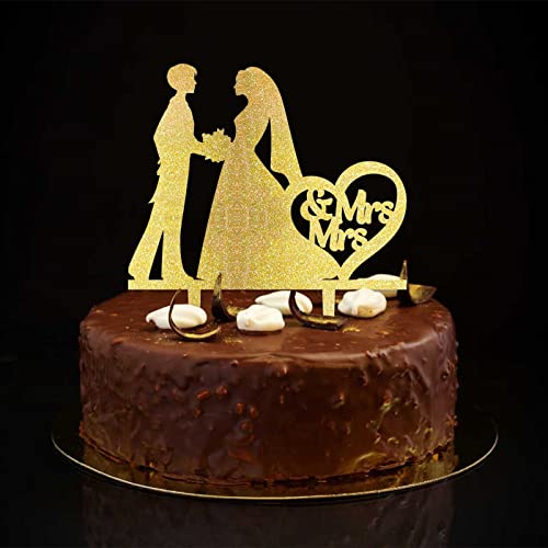Tortenaufsatz mit Glitzer, goldfarben, Silhouette Braut und Braut, romantischer Tortenaufsatz, LGBTQ, Hochzeit, Verlobung, Party, Dekoration, individueller Nachname, Datum, lesbisches Paar, Geschenke Tortenaufsatz mit Glitzer, goldfarben, Silhouette Braut und Braut, romantischer Tortenaufsatz, LGBTQ, Hochzeit, Verlobung, Party, Dekoration, individueller Nachname, Datum, lesbisches Paar, Geschenke von CustonCares