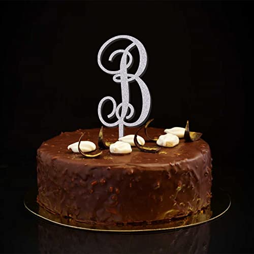 Tortenaufsatz mit Initiale B, Einzelbuchstabe, Monogramm, Glitzer, Silber, für Hochzeit, Brautparty, Party, Gastgeschenke, eleganter Lorbeerkranz, personalisieren Sie Ihren eigenen Kuchenaufsatz Tortenaufsatz mit Initiale B, Einzelbuchstabe, Monogramm, Glitzer, Silber, für Hochzeit, Brautparty, Party, Gastgeschenke, eleganter Lorbeerkranz, personalisieren Sie Ihren eigenen Kuchenaufsatz von CustonCares