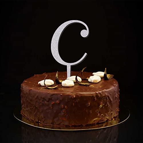 Tortenaufsatz mit Initiale C, Buchstabe Monogramm, Name für Geburtstag, Party, Gastgeschenke, Blumenkranz, romantisch, wiederverwendbar, Hochzeitsgeschenke für Familie, Freunde, Glitzer, Silber Tortenaufsatz mit Initiale C, Buchstabe Monogramm, Name für Geburtstag, Party, Gastgeschenke, Blumenkranz, romantisch, wiederverwendbar, Hochzeitsgeschenke für Familie, Freunde, Glitzer, Silber von CustonCares