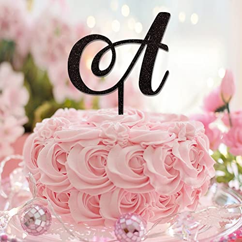 Tortenaufsatz mit Monogramm A, Initiale, einzelner Buchstabe, Glitzer, schwarz, für Hochzeitstag, Party, Dekoration, romantische Zweige, Blatt, personalisierbar, 26 Buchstaben, Verlobungsgeschenk Tortenaufsatz mit Monogramm A, Initiale, einzelner Buchstabe, Glitzer, schwarz, für Hochzeitstag, Party, Dekoration, romantische Zweige, Blatt, personalisierbar, 26 Buchstaben, Verlobungsgeschenk von CustonCares