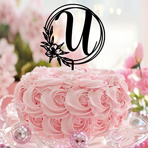 Tortenaufsatz mit Monogramm U, Initiale, Einzelbuchstabe, Name, Blumenkranz, Strand, für Hochzeitstag, Partyzubehör, wiederverwendbar, individuell, jede Initiale Verlobung, Geschenk, Acryl, Schwarz Tortenaufsatz mit Monogramm U, Initiale, Einzelbuchstabe, Name, Blumenkranz, Strand, für Hochzeitstag, Partyzubehör, wiederverwendbar, individuell, jede Initiale Verlobung, Geschenk, Acryl, Schwarz von CustonCares