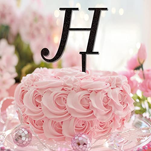 Tortenaufsatz mit glitzerndem schwarzen Initiale H, Hochzeitsbuchstabe, Monogramm, Name für Geburtstag, Party, Zubehör, Blumenkranz, wiederverwendbar, romantisch, Verlobungsgeschenk für Männer und Tortenaufsatz mit glitzerndem schwarzen Initiale H, Hochzeitsbuchstabe, Monogramm, Name für Geburtstag, Party, Zubehör, Blumenkranz, wiederverwendbar, romantisch, Verlobungsgeschenk für Männer und von CustonCares