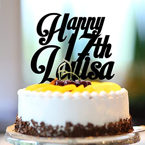 Tortenaufsatz zum 17. Geburtstag, Acryl, schwarz, "Happy 17th Birthday", Party-Dekoration, individueller Name für jedes Alter, 17. Jahrestag, Geburtstag, Andenken, Geschenke für T-Shirts und Tortenaufsatz zum 17. Geburtstag, Acryl, schwarz, "Happy 17th Birthday", Party-Dekoration, individueller Name für jedes Alter, 17. Jahrestag, Geburtstag, Andenken, Geschenke für T-Shirts und von CustonCares