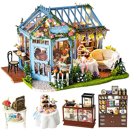 CUTEBEE Puppenhaus Miniatur mit Möbeln, Idee DIY hölzernes Puppenhaus-Kit sowie staubdicht und Musik-Bewegung, Maßstab 1:24 Kreativraum… von CUTEBEE