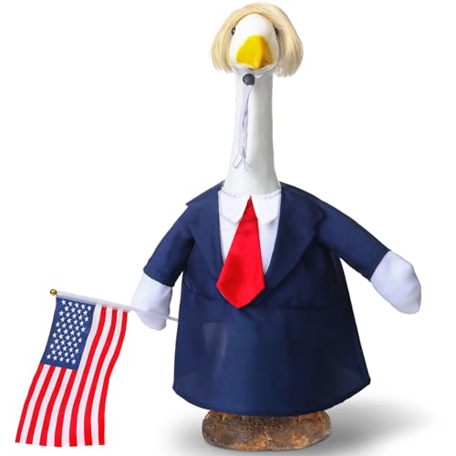 Cutecrop Veranda-Gans-Outfit, Kleidung für 58,4 cm hohe Zement- oder Kunststoff-Gans, Unabhängigkeitstag, Kleidung, 4. Juli, amerikanische Flagge, Rasen, Garten, patriotisches Kostüm für Veranda, Hof von Cutecrop