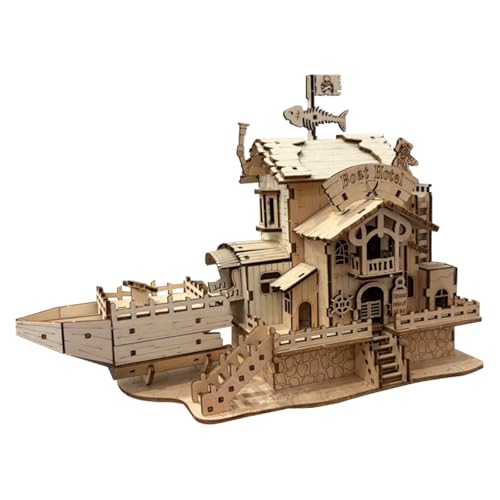 Cuteefun 3D Holz Puzzle, Machen Sie Ihr Eigenes Holzhandwerk, Mechanische Konstruktion Set, für Erwachsene und Jugendliche zu Bauen, Ideal für Halloween Weihnachten Geburtstag (Boat Hotel) von Cuteefun