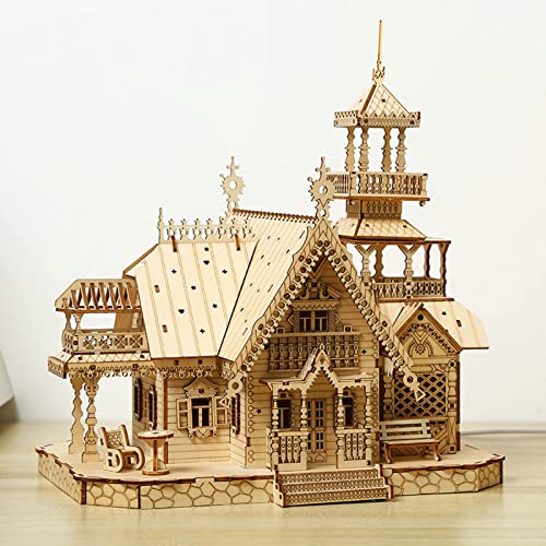 Cuteefun 3D Holz Puzzle Schloss Kit, Architektur Modell Kit, Machen Sie Ihr Eigenes Holzhandwerk Kit für Erwachsene zu Bauen, Holz Mechanische BAU Set, Geschenk zum Geburtstag Vatertag von Cuteefun
