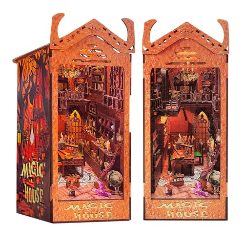 Cuteefun DIY Book Nook Kit, 3D Holzpuzzle für Erwachsene, Booknook Bücherregal Einsatz, Raumdekoration, Einzigartiges Geschenk für Geburtstag Weihnachten(Magisches Haus) von Cuteefun