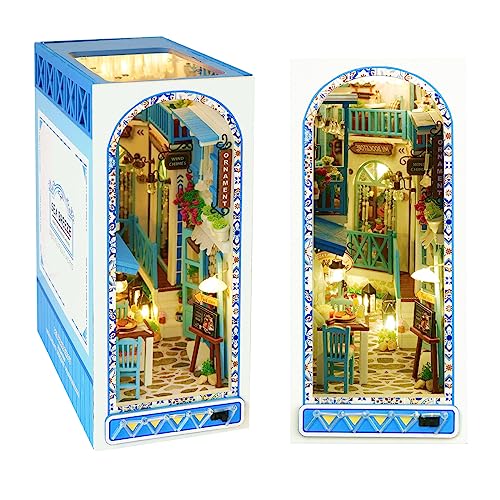 Cuteefun DIY Book Nook Kit, DIY Miniatur Puppenhaus, Bücherende Regaleinsatz, Hölzernes Book Nook Puppenhaus Kit für Erwachsene zu Bauen, Machen Sie Ihr Eigenes Handwerk Haus Modell (Meeresbrise) von Cuteefun