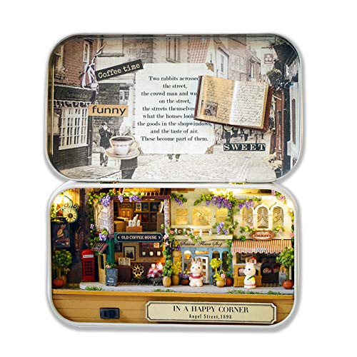 Cuteefun DIY Miniatur Haus Kit in Box zu Bauen, Handgemachtes Mini Theater Bastelset, Kreative Handwerkliche Geschenke für Frauen (Fröhliche Ecke) von Cuteefun