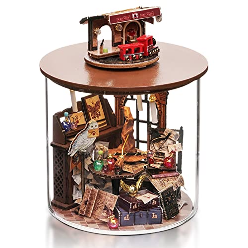 Cuteefun DIY Miniatur Haus Puppenhaus Kit, DIY Holz Traum Flasche Kit mit Staubabdeckung, Handgemachte Handwerk für Erwachsene, Skala Kreative Raum, Geschenk, Weihnachtsfeier (Zeit Magie) von Cuteefun