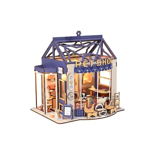 Cuteefun DIY Miniatur Puppen Haus Kit, DIY Miniatur Puppenhaus Bausatz, Handgemachte Handwerk für Erwachsene, Kreative Raum für Geburtstag Valentinstag, Vatertag (Haustier Haus) von Cuteefun