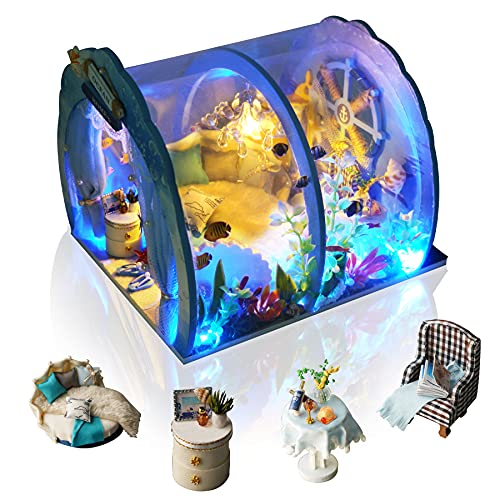 Cuteefun DIY Miniatur Puppenhaus Kit für Anfänger zu Bauen Miniatur Haus mit Möbeln und Werkzeugen Selber Bauen Kreative Bastelgeschenkidee (Worte des Meeres) von Cuteefun