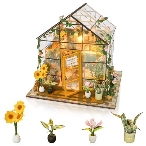 Cuteefun Miniatur DIY Puppenhaus Bausatz für Erwachsene zum Bauen von DIY Handwerkshaus Modellbausatz mit Möbel und Werkzeug Machen Sie Ihr eigenes kreatives Geschenk (Blumenladen Sonnenschein) von Cuteefun