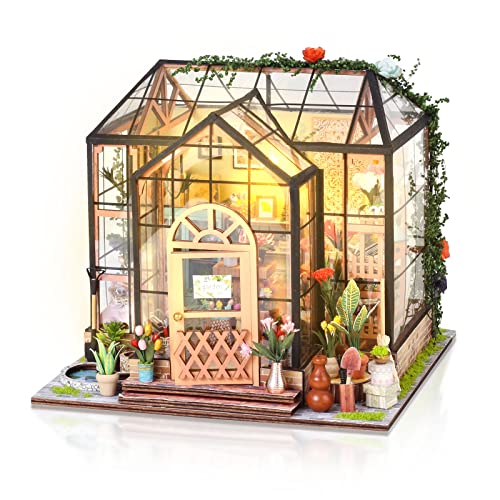 Cuteefun Miniatur DIY Puppenhaus Bausatz für Erwachsene zum Bauen von DIY Handwerkshaus Modellbausatz mit Möbel und Werkzeug Machen Sie Ihr eigenes kreatives Geschenk (Gewächshaus) von Cuteefun