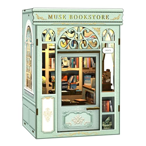 Cutefun Book Nook Kit, DIY Miniature Dollhouse Kit, 3D Wooden Puzzle Bookshelf with Led Light Decoraton for Teens and Adults (Muse Bookstore) von Cutefun