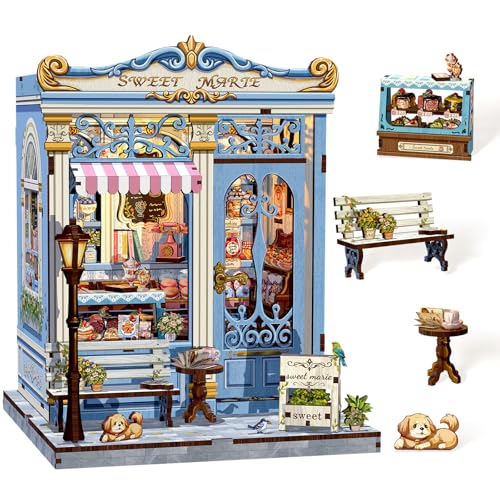 Cutefun Book Nook Kit, DIY Miniature Dollhouse Kit, 3D Wooden Puzzle Bookshelf with Led Light Decoraton for Teens and Adults (Sweet Marie) von Cutefun