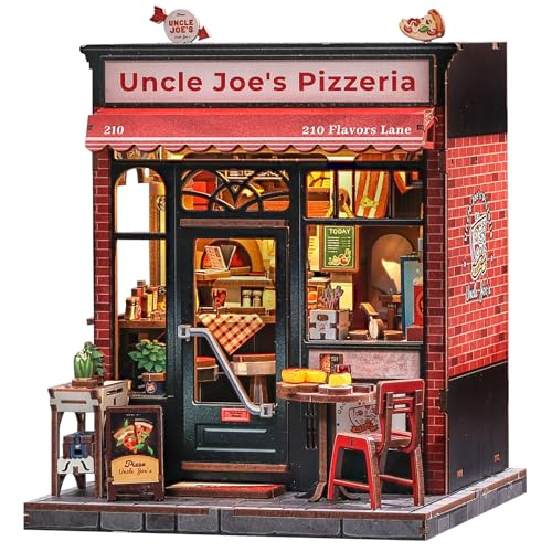 Cutefun DIY Book Nook Kit - Miniaturhaus-Set mit LED-Beleuchtung für Erwachsene & Jugendliche – Kreative Bücherregal-Dekoration, Exklusives Sammlerstück als Geschenkidee( Uncle Joe's Pizzeria) von Cutefun