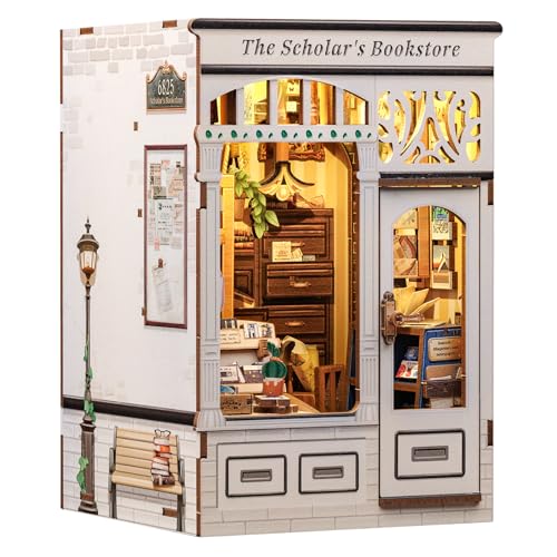 Cutefun Book Nook Kit, DIY Miniature Dollhouse Kit, 3D Wooden Puzzle Bookshelf with Led Light Decoraton for Teens and Adults (Scholar's Bookstore) von Cutefun