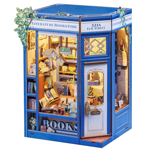 Cutefun Book Nook Kit - DIY Miniatur Puppenhaus Kit für Erwachsene, 3D Holzpuzzle Mini Haus Bauset mit LED, Bücherregaleinsatz Dekor Kreative Geschenke für Teenager und Anfänger (Literatur von Cutefun