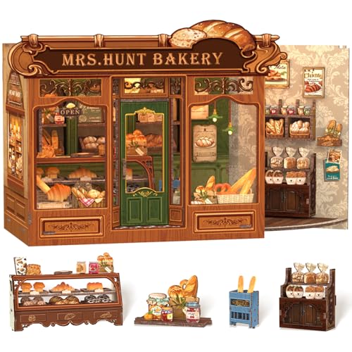 Cutefun Book Nook Kit mit LED-Beleuchtung & Staubschutzhülle - DIY Miniature House Holzmodell Puppenhaus-Bibliothek für Erwachsene | Kreatives Geschenk für Frauen/Männer,3D Puzzle, Bücherregal-Deko, von Cutefun