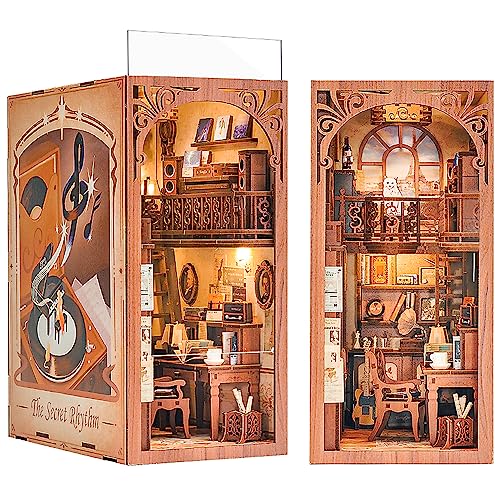 Cutefun DIY Book Nook Kit,The Secret Rhythm, Puppenhaus Miniatur Haus ,Häuser Bookshelf Modellbausätze mit LED Leuchten und Einsteckbar Staubschutzplatte,Modellbau für Erwachsene von Cutefun