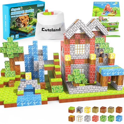 Cuteland Magnetblöcke 2.5cm Magnetische Bausteine Bauen Spielzeug ab 5 6 7 8 9 Jahre Jungen Ostern Geschenk für Kinder Jungen und Mädchen von Cuteland