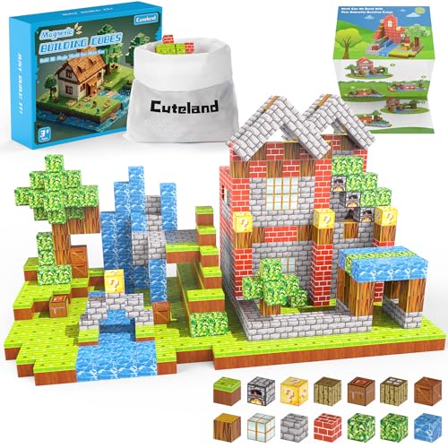 Cuteland Magnetblöcke Magnetische Bausteine Spielzeug ab 5 6 7 8 9 Jahre Jungen Ostern Geschenk für Kinder Jungen und Mädchen (216pcs 2.0cm Aus dem Wald) von Cuteland