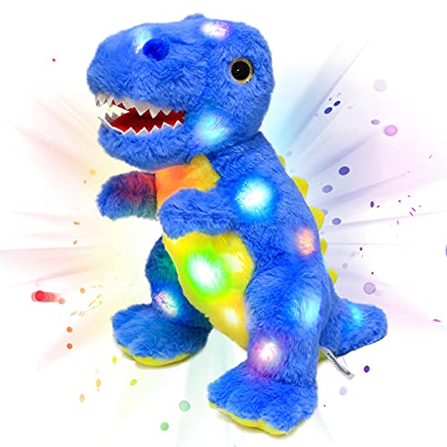 Cuteoy Blau Dinosaurier LED Plüschtier Licht up Plüsch Geburtstag Weihnachten T-Rex Plüschtiere Spielzeug Geschenke für Kinder Kleinkind Mädchen, 12.5“ von Cuteoy