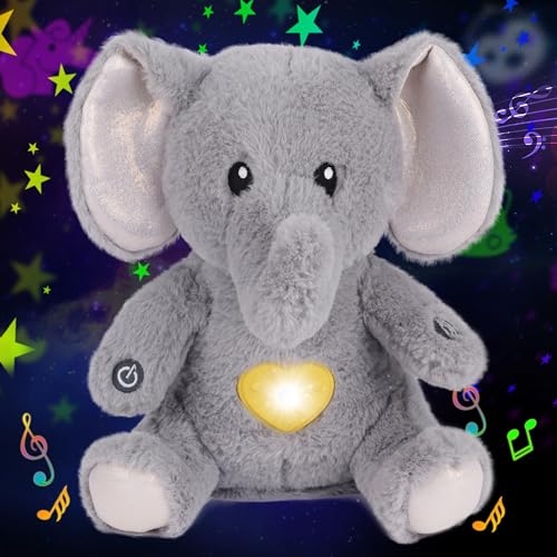 Cuteoy Elefant Star Projektor Elefant Plüsch Nachtlicht Blau Stofftier Musik Schnuller SpiCuteoy Kinder Wiegenlied Sound Schlafhilfe Geschenk Geburtstag Weihnachten von Cuteoy