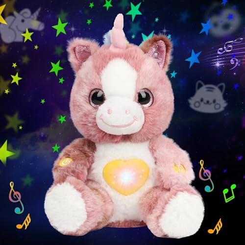 Cuteoy Plüsch Einhorn Stern Projektor Musikalisch Einstellbar Singend Nachtlicht Gefüllte Tiere Leuchtende Kawaii Plüschtiere Spielzeug Geschenke für Kinder von Cuteoy