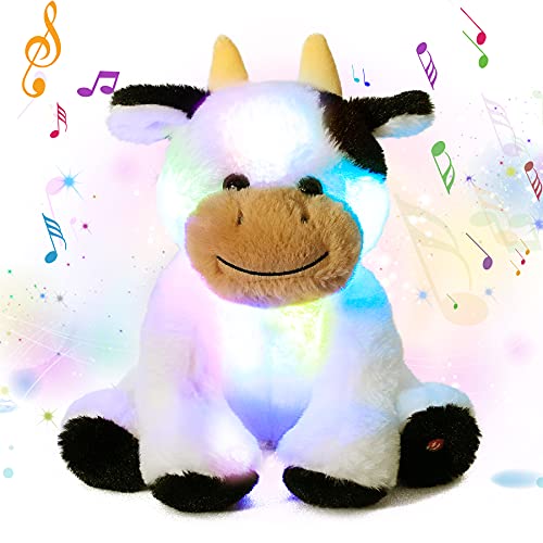 Cuteoy Musical Plüsch Kuh Plüschtier Soft Glowing LED Light-up Nachtlicht Spielzeug Singing Lullabies Geburtstag Weihnachten Plüschtiere Geschenke für Kinder von Cuteoy
