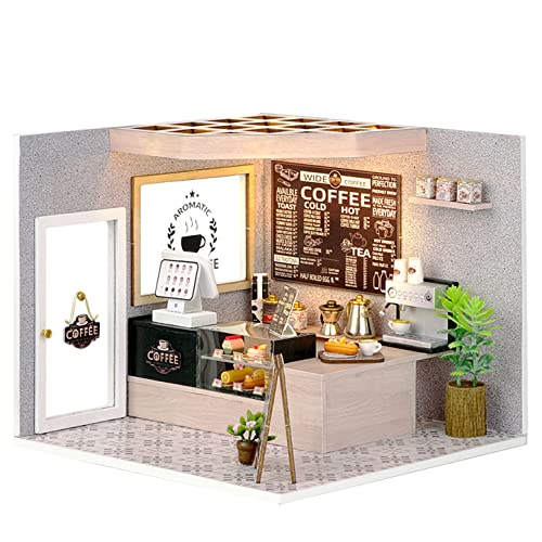 Cuteroom DIY Holzpuppen Haus Handwerk Miniatur Kit-Boy Schlafzimmer Modell & alle Möbel (Leisurely Coffee Shop) von CUTEROOM