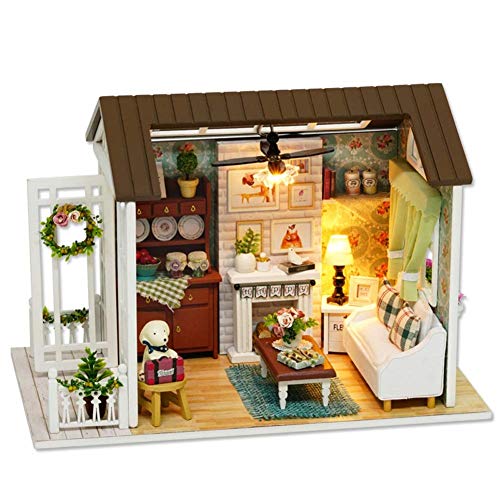 CUTEROOM DIY Holz Puppenhaus Handwerk Miniatur Kit-Wohnzimmer Modell & Möbel Zeigen Fotos & Englisch Unterricht von CUTEROOM
