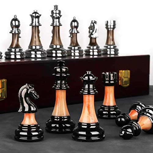 Cutfouwe Schachspiel,Schachbrett Holz hochwertig,Klappbar Schachbrett -Reiseschach-Handgeschnitztes Ritter - KH=8.9 cm,45x45cm von Cutfouwe