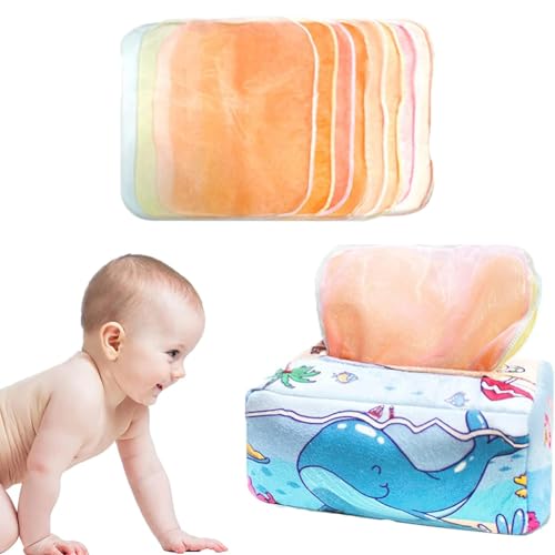 Cutiolly Baby Spielzeug 6 Monate,Tissue Box Montessori,Montessori Spielzeug Baby,Sensorik Baby Tissue Box,Interaktive Sensorisches Kleinkind Tücherbox,Hohem Kontrast Babyspielzeug,Kinder Geschenke von Cutiolly