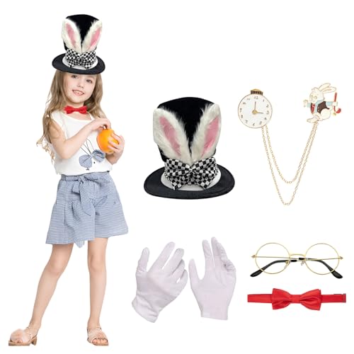 CutitiUU 6 Ostern Polyester Anziehsets,Handschuhe + Hasenohren Hut + Rote Fliege + Brille + Brosche Taschenuhr Hase,Fancy Kleid Kostüm Zubehör,Osterhase Party Kostüm CutitiUU 6 Ostern Polyester Anziehsets,Handschuhe + Hasenohren Hut + Rote Fliege + Brille + Brosche Taschenuhr Hase,Fancy Kleid Kostüm Zubehör,Osterhase Party Kostüm von CutitiUU