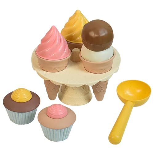 CutitiUU 7 Stück Strohscheiben Eiscreme Strandspielzeug,EIS Spielzeug für Kinder ab 3+ Jahre,Sandspielzeug EIS Mädchen Junge,Zufällige Farbe,Sandspielzeug Set für Kinder und Kleinkinder von CutitiUU