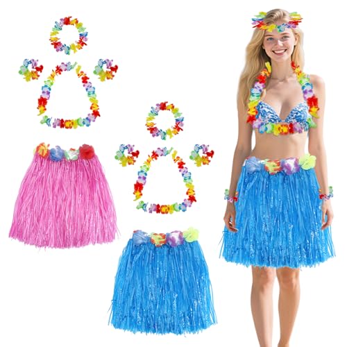 CutitiUU Hawaiianischer Grasrock für Mädchen, hawaiianisches Hula-Grasrock-Set, hawaiianische Party-Dekorationen, hawaiianische Girlande, Halskette, Armbänder, Stirnband, für Cheerleading, Partys CutitiUU Hawaiianischer Grasrock für Mädchen, hawaiianisches Hula-Grasrock-Set, hawaiianische Party-Dekorationen, hawaiianische Girlande, Halskette, Armbänder, Stirnband, für Cheerleading, Partys von CutitiUU