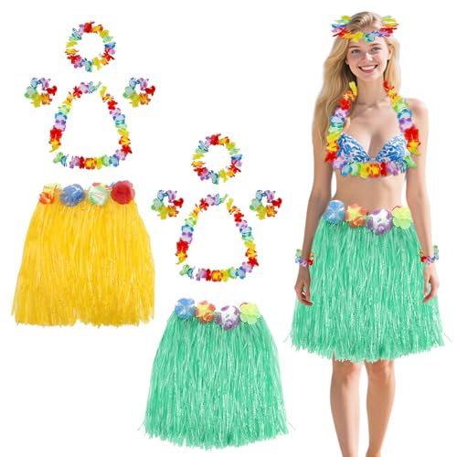 CutitiUU Hawaiianischer Grasrock für Mädchen, hawaiianisches Hula-Grasrock-Set, hawaiianische Party-Dekorationen, hawaiianische Girlande, Halskette, Armbänder, Stirnband, für Cheerleading, Partys CutitiUU Hawaiianischer Grasrock für Mädchen, hawaiianisches Hula-Grasrock-Set, hawaiianische Party-Dekorationen, hawaiianische Girlande, Halskette, Armbänder, Stirnband, für Cheerleading, Partys von CutitiUU