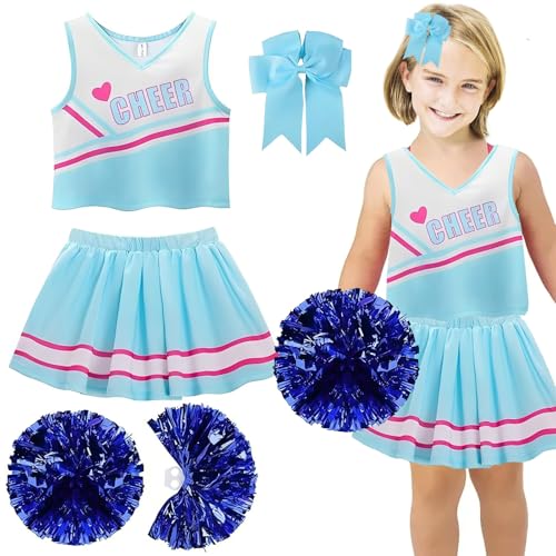 CutitiUU Mädchen Cheerleader Kostüm mit Pompoms,Mädchen Karneval Kostüm, Schulspiel Cheerleading Uniform mit Pompons, Kinderkostüm Faschingskostüme Kinder,für Cheerleading oder Karneval (120CM) CutitiUU Mädchen Cheerleader Kostüm mit Pompoms,Mädchen Karneval Kostüm, Schulspiel Cheerleading Uniform mit Pompons, Kinderkostüm Faschingskostüme Kinder,für Cheerleading oder Karneval (120CM) von CutitiUU