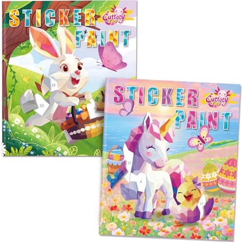 CutteeyFyry 2pcs Einhorn Stickerbuch FüR Kinder Alter 4-8,Stickern Nach Zahlen Kinder,Number Stickers Zur Verbesserung Der Intelligenz,Flugzeug AktivitäTen FüR Kinders Geburtstagsfeier von CutteeyFyry
