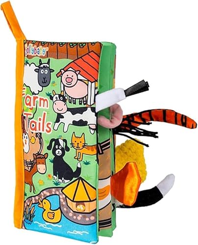 Cutties and Giggles Baby Stoffbücher Set, interaktive Tiergeschichten mit strukturierten Schwänzen, pädagogische erste Bücher für Säuglinge und Kleinkinder (Farm Tails) von Cutties and Giggles
