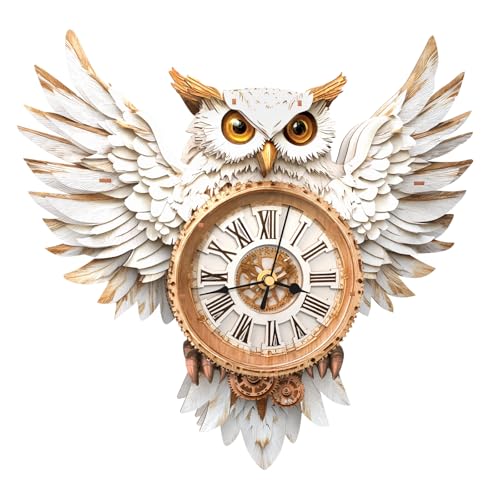 Cutywood 3D Holzpuzzle Erwachsene, 3D Puzzle Schneeeule Uhr mit Römischen Ziffern, DIY Holzpuzzle Modellbausatz für Dekorationen, Geschenk für Familie und Freunde (34,1cm*32,2cm) von Cutywood
