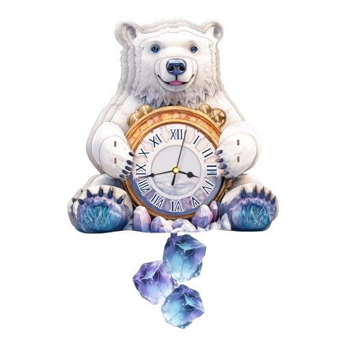 Cutywood 3D Holzpuzzle Erwachsene, Eisbär Uhr 3D Puzzles Mit funktionaler Uhr (26,1cm*39,4cm), Schreibtisch/Wand Wohndeko, Geschenke für Freunde/Familien Spieleabend von Cutywood