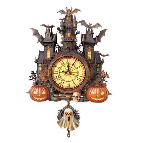 Cutywood 3D Holzpuzzle Erwachsene, Halloween Hütte Uhr 3D Puzzles Mit Funktionaler Uhr (28,1cm*42,3cm), Schreibtisch/Wand Wohndeko, Geschenke für Freunde/Familien Spieleabend von Cutywood