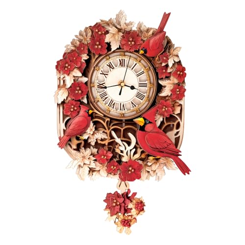 Cutywood 3D Holzpuzzle Erwachsene, Kardinal Uhr 3D Puzzles Mit funktionaler Uhr (23,8cm*39,4cm), Schreibtisch/Wand Wohndeko, Geschenke für Freunde/Familien Spieleabend von Cutywood