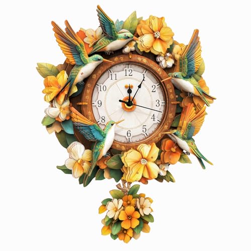 Cutywood 3D Holzpuzzle Erwachsene, Kolibri Uhr 3D Puzzles Mit funktionaler Uhr (28,6cm*37,4cm), Schreibtisch/Wand Wohndeko, Geschenke für Freunde/Familien Spieleabend von Cutywood