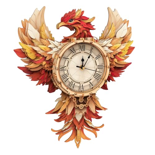 Cutywood 3D Holzpuzzle Erwachsene, Phönix Uhr 3D Puzzles Mit funktionaler Uhr (33,9cm*38,1cm), Schreibtisch/Wand Wohndeko, Geschenke für Freunde/Familien Spieleabend von Cutywood